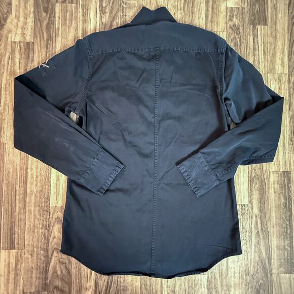Quiksilver Utility Shirt Jacket Black Small Samurai Logo Long Sleeve Military5 - Picture 2 of 8